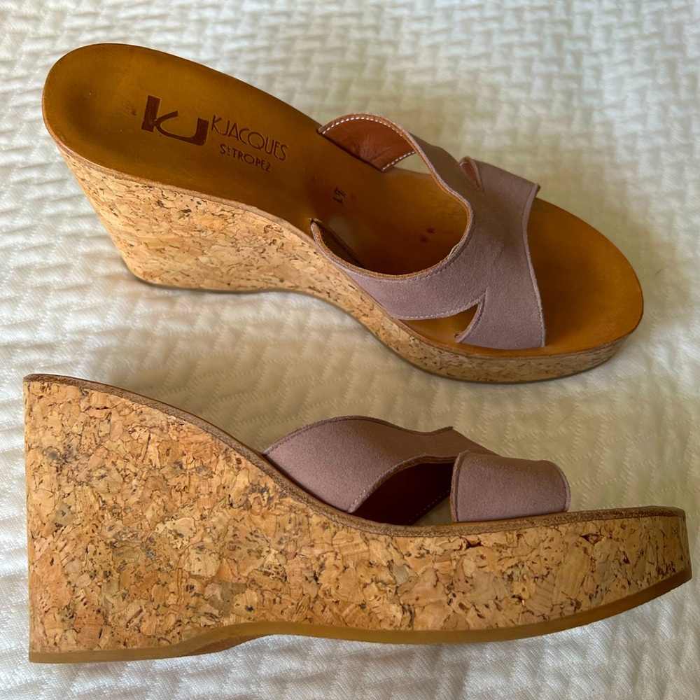 K Jacques Suede Wedges
